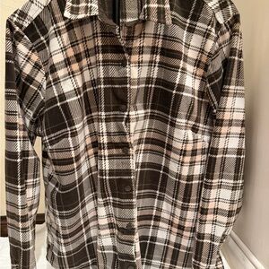 Lee Women’s XL flannel look - Brown, White, and Pink